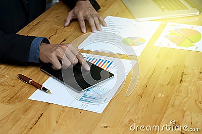 business man work on maketing plan Stock Photo