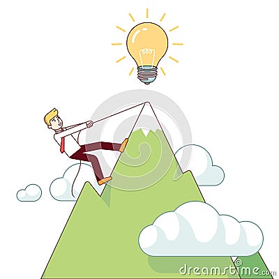 Business man working hard climbing mountain Vector Illustration