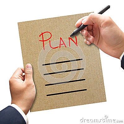 Business man writing blank plan list Stock Photo