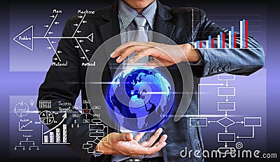 Business man writing concept of business process improve Stock Photo