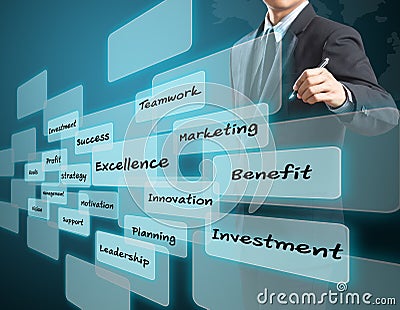 Business man writing excellence concept Stock Photo