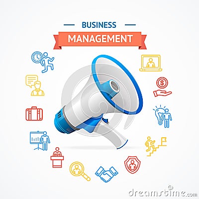 Business Management Concept. Vector Vector Illustration