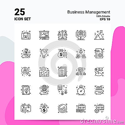 25 Business Management Icon Set. 100% Editable EPS 10 Files. Business Logo Concept Ideas Line icon design Vector Illustration