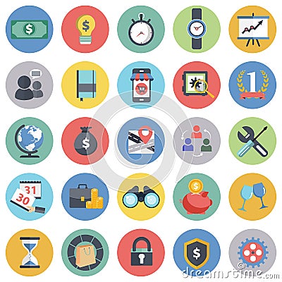 Business and management icon set for websites and mobile applications. Flat vector Cartoon Illustration
