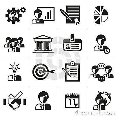 Business management icons black Vector Illustration