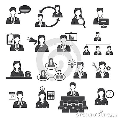 Business Management and Organization Icons Set Vector Illustration