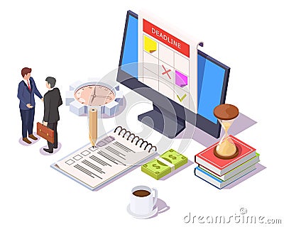 Business management and plan isometric 3d vector Vector Illustration