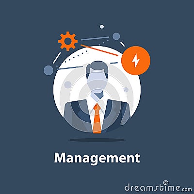 Corporate solution concept, business management, successful strategy, career opportunity, project manager, company ceo Vector Illustration