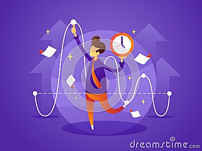 Business manager controls organize time Vector Illustration