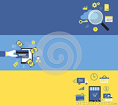 Business marketing and online shopping banner background concept Vector Illustration