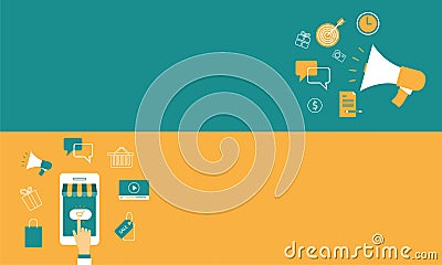 Business marketing and promotion online banner background concept Vector Illustration