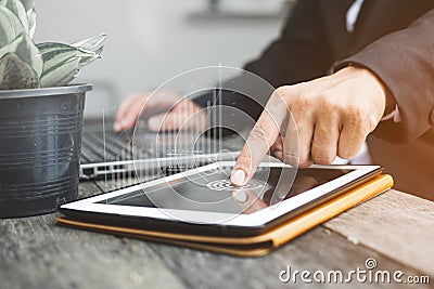 Business and Marketing on tablet online Stock Photo