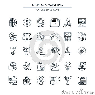 Business and marketing thin line icons Vector Illustration