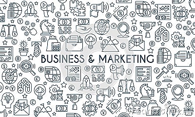 Business and marketing thin linr banner Vector Illustration