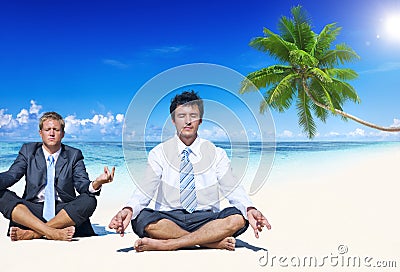 Business Meditation Summer Leisure Beach Concept Stock Photo