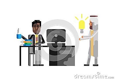 Business meeting african manager with businessman Vector Illustration