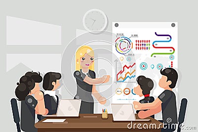 Business meeting coaching ideas solution searching flat design vector illustration Vector Illustration