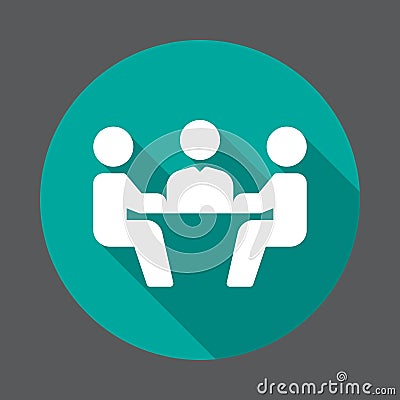 Business meeting flat icon. Round colorful button, circular vector sign with long shadow effect. Vector Illustration
