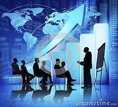 Business Meeting with increasing graph Stock Photo