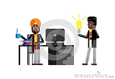 Business meeting indian manager with businessman Vector Illustration