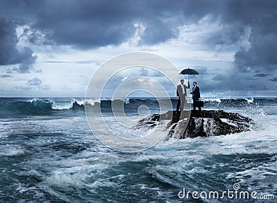 Business Meeting Island Crisis Challenge Concept Stock Photo