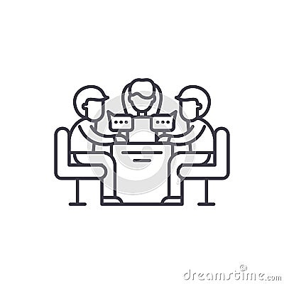Business meeting line icon concept. Business meeting vector linear illustration, symbol, sign Vector Illustration
