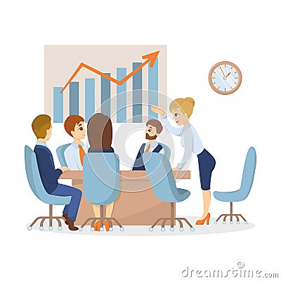 Business meeting in office. Vector Illustration