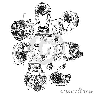 Business meeting top view Vector Illustration