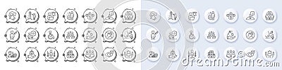 Business meeting, User notification and Fireworks line icons. For web app, printing. Line icons. Vector Vector Illustration