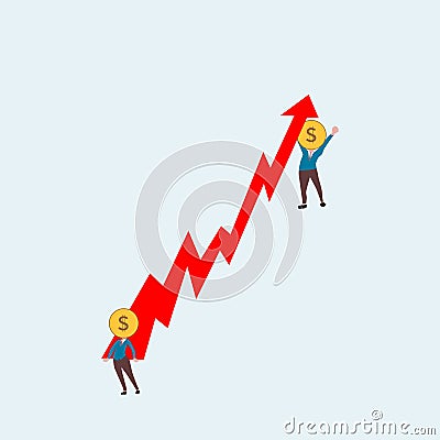 Business men lift up red arrow.dollar head human Stock Photo