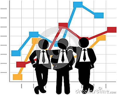 Business Men Sales Team Profit Growth Graph Chart Vector Illustration