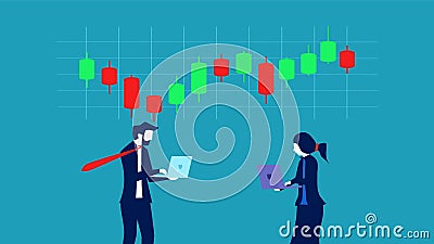 Business men and women place stock trading orders. concept of finance and investment Vector Illustration