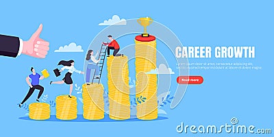 Business mentor helps improve career and money stacks growing. Vector Illustration