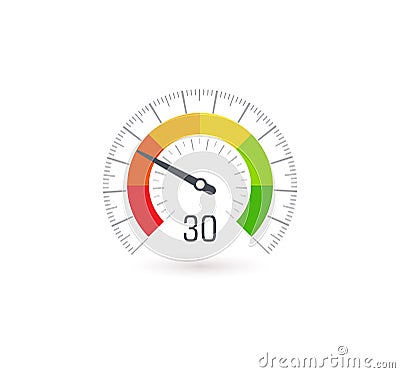 Business meter, indicator icon with colorful segments. Infographic for business rating and quality control, vector Vector Illustration