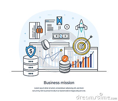 Business mission business process, strategic marketing plan concept Vector Illustration