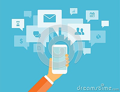 Business mobile communication and socail connection Vector Illustration