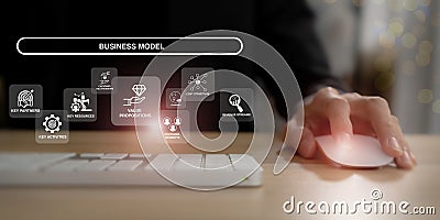 Business Model Canvas concept. Innovative tool that helps entrepreneurs and business owners to map out business mode Stock Photo