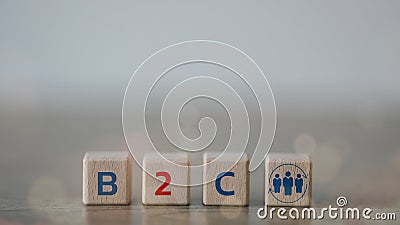 Business model concept B2C on wooden blocks. Close up Stock Photo