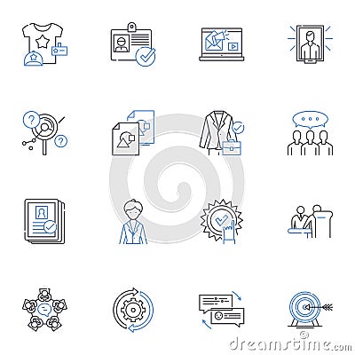 Business modeling line icons collection. Strategy, Analysis, Planning, Forecasting, Innovation, Models, Execution vector Vector Illustration