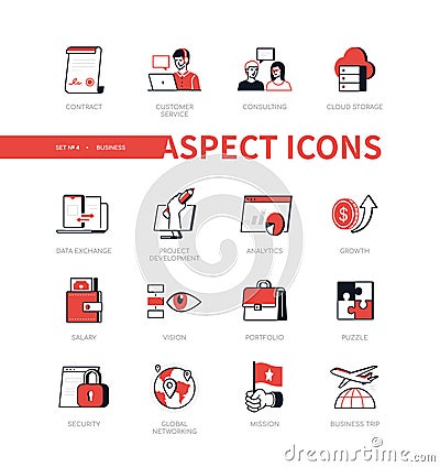 Business - modern line design style icon set Vector Illustration