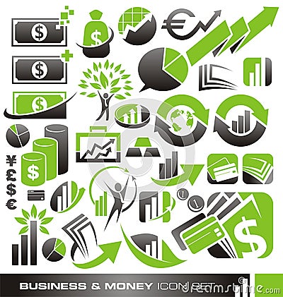 Business and money icon set Vector Illustration