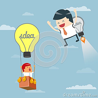 Business moves faster with a idea rocket Vector Illustration