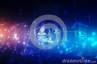 Social Networks and interaction concept. Mixed media, Digital Abstract Technology background, Social connection and networking con Stock Photo