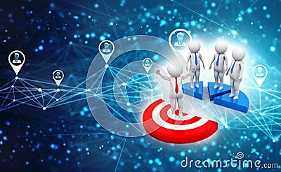 Business Network Concept, Target People. 3d rendering Stock Photo