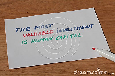 Business note about the most valuable asset human capital with p Stock Photo