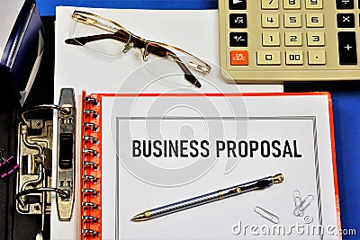 Business proposal. - label text on the Manager`s letterhead. Stock Photo