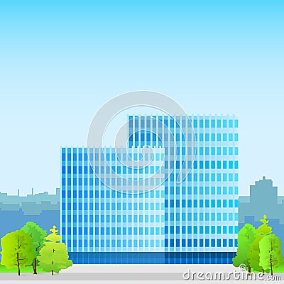 Business office building, real estate silhouette Vector Illustration