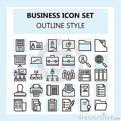 30 Business and Office Icon Set, using Outline style Vector Illustration