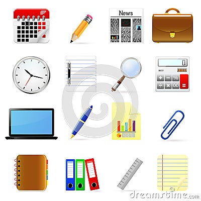 Business and office icons set. Vector Illustration
