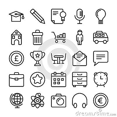 Business and Office Line Vector Icons 4 Stock Photo